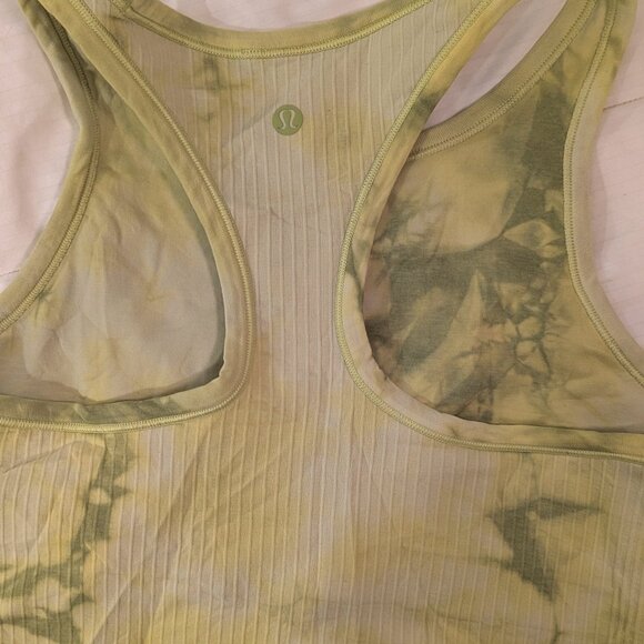 Lululemon Ebb to Street Cropped Racerback Tank Top 8 Marble Dye Wasabi Tie Dye - Picture 9 of 9